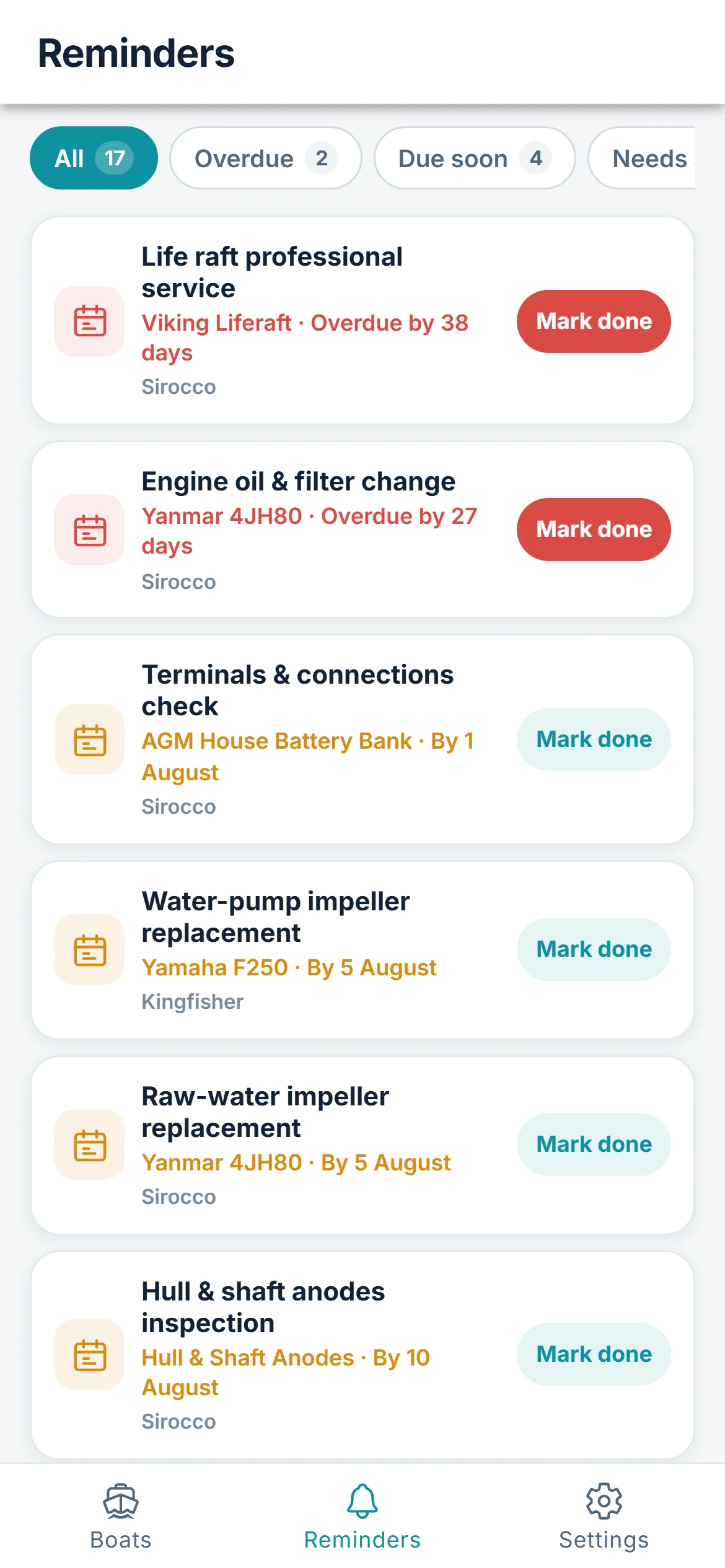 Engine service reminder